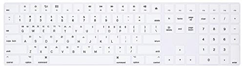 WYGCH Korean Language White Ultra Thin Silicone Full Size Wireless Numeric Keyboard Cover Skin for Mac 2017 Latest Magic Keyboard with Numeric Keypad MQ052LL/A A1843 US Layout