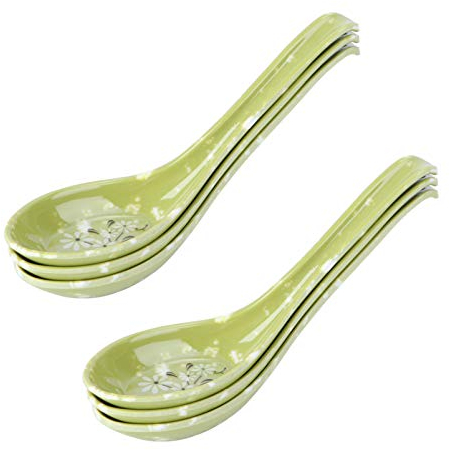 DOITOOL 8pcs Asian Soup Spoons Melamine Chinese Won Ton Soup Spoon Ramen Spoons for Home Restaurant