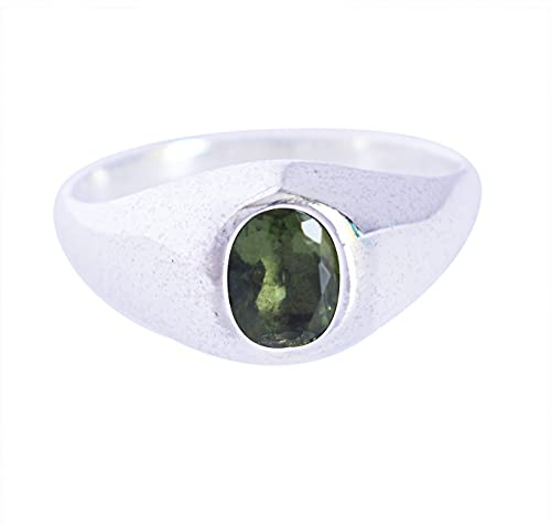 Ring aus massivem 925er Sterlingsilber mit Moldavit-Edelstein, schöner handgefertigter Schmuck, Geburtstagsgeschenk -5736, Stein:, Moldavit