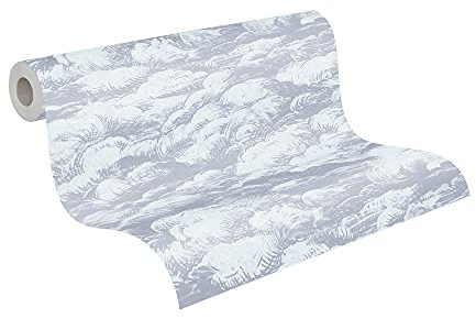 Architects Paper Wolkentapete Jungle Chic Tapete PVC-freie Vliestapete grau weiß matt glatt 377054 37705-4, 10.05 m x 0.53 m