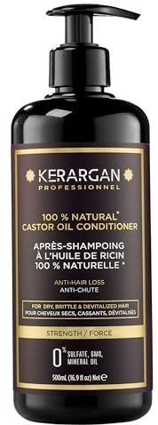Kerargan - Haarspülung mit Rizinus, Argan- und Kamillenöl, um Ihre Haarfasern zu nähren und zu regenerieren und sie gleichzeitig zu verschönern - Sulfat, Paraben und Silikonfreii - 500 ml
