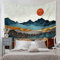 Ricemru Sonnenaufgang Wandteppich Aesthetic Berge Wandbehang Berglandschaft Abstrakte Kunst Wandtücher Natur Landschaft Psychedelic Trippy Wanddeko für Wohnzimmer 150x130