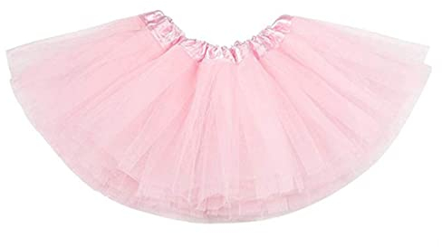 Ruiuzioong Gonna in Tulle per Ragazze, Tutu Minigonna, Abito da Ballo Elastico per Feste e Danza (Rosa)