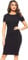Crazy Girls Womens Cap Sleeve Stretch Bodycon Wiggle Pencil Long Midi Dress 8-22 (12-14, Black Plain)