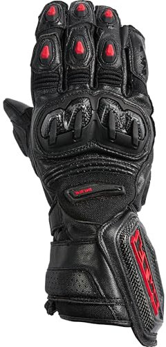 FLM Motorradhandschuhe lang Motorrad Handschuh Lemans XT Racing Lederhandschuh lang schwarz 9, Herren, Sportler, Ganzjährig