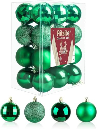 24 Stück Weihnachtskugeln Grün, 6CM Christbaumkugeln Kunststoff Bruchsicher Weihnachtsbaumkugeln Christbaumschmuck Christbaumkugeln für Weihnachtsbaum Neujahr Festival Ornamente