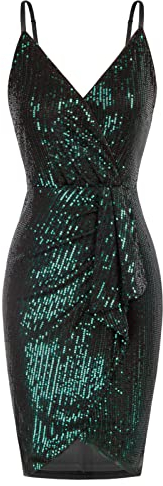 GRACE KARIN Damen Ärmellos V Ausschnitt Pailletten Trägerkleid Kleid CL1723-03_00S