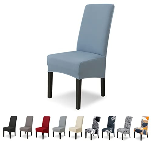 Lydevo Stuhlhussen XL 4er Set Stretch Stuhlhussen Schwingstühle XL für Esszimmerstühle Spandex Universal-Stuhlbezug Large Dining Chair Schonbezüge für Stuhl Esszimmer Hotel Bankett,Grau Blau