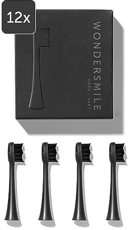Wondersmile Ersatzbürsten Schallzahnbürste (Hard, Ultimate Black, 12er Pack) - Bürstenköpfe für Wondersmile Schallzahnbürste