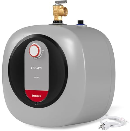 Fogatti 2.5 Gallon 1440W Electric Mini Tank Water Heater, Wall/Floor Mount, Gray