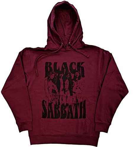 Black Sabbath Hoodie Band and Logo Official Unisex Maroon Red Pullover M