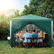 Jopassy Pavillon Wasserdicht 3x3 m Gartenpavillon mit 4 Seitenteilen Partyzelt UV-Resistent Gartenzelt 100g/m² Bierzelt Hochwertiges PE Plane Festzelt Grün
