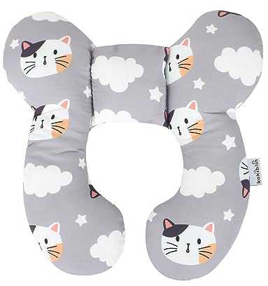 Disnace Baby Reisekissen, Babybett Kopf- und Nackenstützkissen Reiseautositz, Baby Nackenkissen für Kinderwagen, Kinderautositze (Katze)