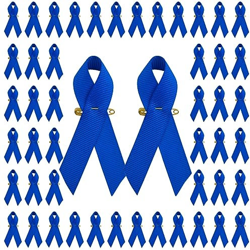 WANDIC 100 Épingles à Ruban Bleu Pins, Épingles de Sensibilisation Au Cancer du Colon et de La Prostate, Broche en Polyester Design Texturé, pour Les Événements Sociaux,Organisations Caritatives