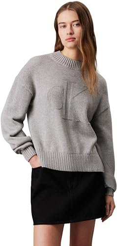 Calvin Klein Jersey Mujer Loose Sweater Jersey de Punto, Gris (Grey Heather), XS