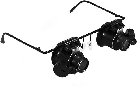 NUOBESTY Ingrandimento con Doppia Lente e Luce LED Regolabile per Riparazione Orologi e Gioielli Ampia e Mani Libere Adatti Ispezione Monete Francobolli e Lavori di Precisione