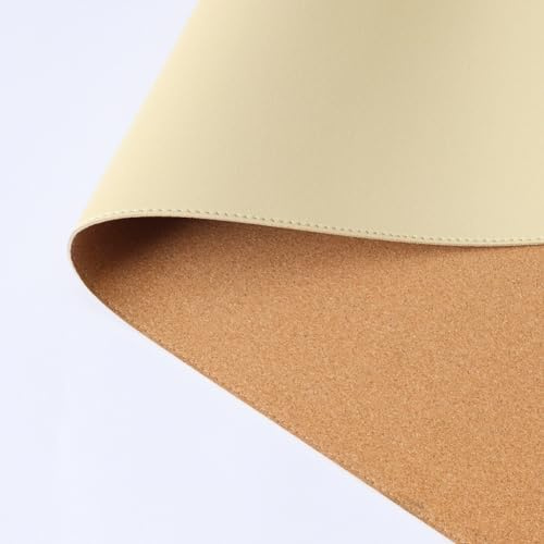 Rutschfeste Schreibtischunterlage aus Naturkork und PU-Leder, mit runden Kanten, doppelseitig, für Maus, Laptop, Büro, Zuhause, wasserdichter Schreibtischschutz für Arbeiten (Beige, 60 x 120 cm)