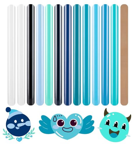 HTVRONT Heat Transfer Vinyl Blue HTV Vinyl - 13 Sheets of Various Blue HTV for Shirts, Turquoise Iron on Vinyl Compatible with Cricut Cutting Machine & Cameo