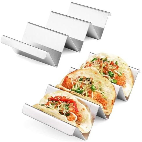 2 Stück Taco Halter Ständer - Edelstahl Taco Halter - hot Dog Halter Taco Rack Tray Holder Wellenförmiges für Geschirrspüler und Ofen