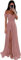 SWEMILE Robe Baptême Blanche Plissée pour Bal, Mariage, Cérémonie, Fête - Cocktail à Manches en Satin pour Soirée Femme - Asymétrique Légère Fluide Eté à Volante - Rose Cendré Taille 36