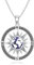 PROESS Kompass Weltkugel Halskette 925 Sterling Silber Globus Anhänger Kette Kompass Weltkarte Schmuck Abschluss Geschenke für Frauen und Mädchen