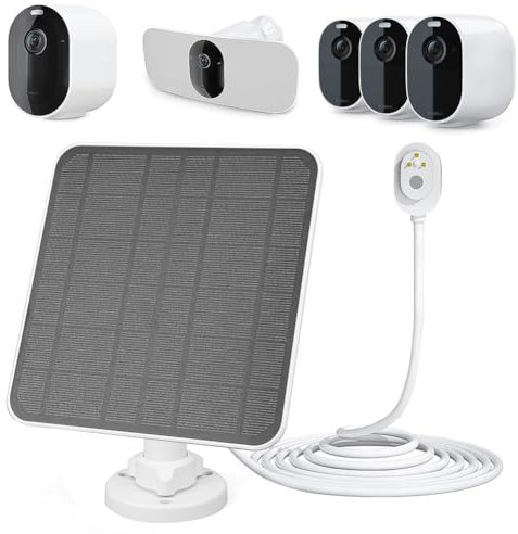 LYEAA 2024 Solarpanel kompatibel mit Arlo Pro 5S/4/3 Flutlicht-, 5 V Wandmontage-Solarladepanel wetterfest, 360° verstellbar mit 9,8 Fuß Ladekabel (weiß 4 W)