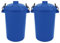 M1SS Set of 2- Outdoor Waterproof Food Bin With Clip Locking Lid black, waste bin, dustbin, council bin (80L Blue with plastic handles)