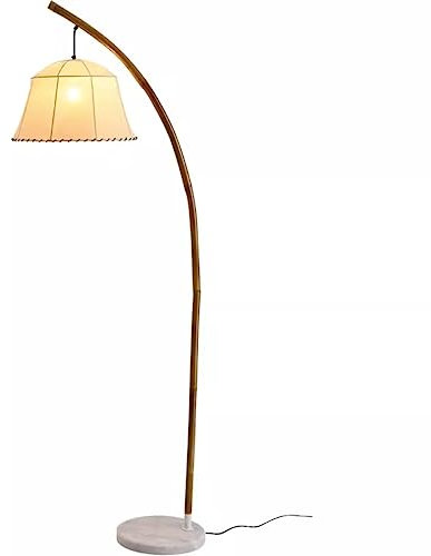 BWKVATPO Lampe sur pied haute Lampadaire moderne pour salon Lampe sur pied en bambou avec abat-jour rétro Lampadaire en arc pour chambre à coucher Lampe à poteau haut