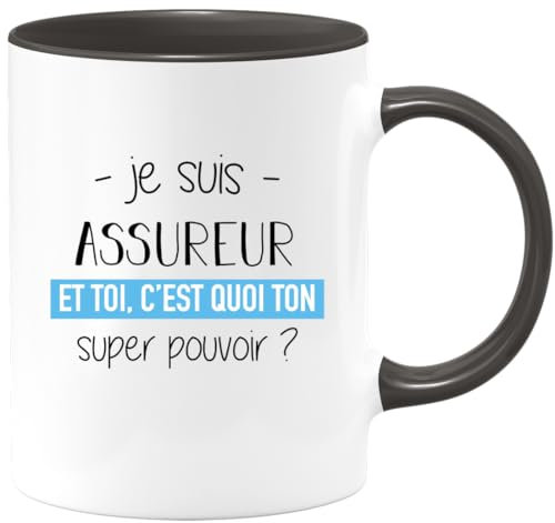 quotedazur - Mug Je Suis Assureur Et Toi C'est Quoi Ton Super Pouvoir - Noir/Céramique