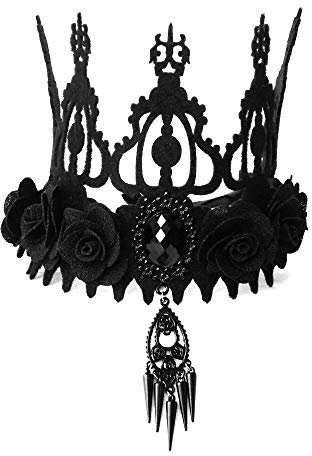 JUSTUSNX Barockstil Halloween Schwarze Krone Vampir Reaper Cosplay Halloween Party Kopfbedeckung für Damen Frauen