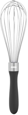 U-Taste Fouet de cuisine de 28cm: Fouet à ballon en acier inoxydable 18/10, moyen batteur à œufs avec 8 fils hautement flexibles et poignée en silicone pour fouetter mélanger crèmes sauces (Noir)