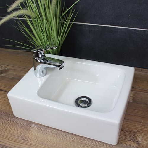 Waschbecken Hängewaschbecken Aufsatzwaschbecken 38,5 x 28 cm Gäste-WC Wandwaschbecken Keramik