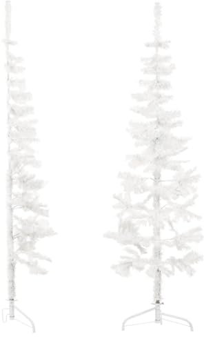 Mezzo albero di Natale artificiale con supporto bianco, 120 cm, wenjingqi-344564