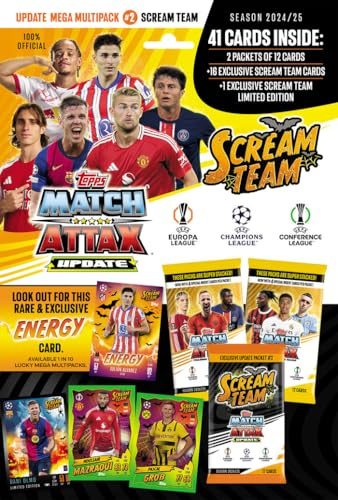 Topps Match Attax 24/25 - Update Mega Multipack #2 - Scream Team! 41 Match Attax Karten, darunter 16 Scream Team Karten und eine Exklusive Dani Olmo Scream Team LE!