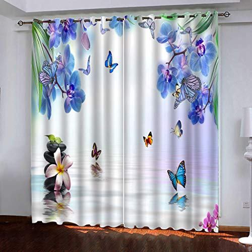 BOVZOX Gardinen 2 Stück x 140 B x 245cm H Schmetterling Blickdichte Gardinen -Lichtundurchlässige Vorhänge mit Ösen für Schlafzimmer Kinderzimmer Geräuschreduzierung