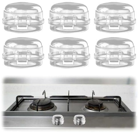 Fonyiunce 6 Pièces Cache-Boutons de Cuisinière, Protection Gaziniere, Bouton de Sécurité Four, Couvercle Transparent, Bouton Amovible, pour Protection Serrures Bébé Cuisine Sécurité (Blanc)