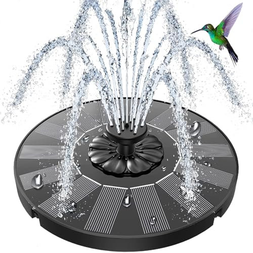 SZMP 2025 Upgrade Fuente Solar, Bomba de Agua Solar con 8 Boquillas & 4 Fijadores, Fuente Jardin Exterior para Estanque de Jardín Fuente, Baño para Pájaros, Piscina, Patio y Decoración (Negro)