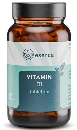 Esenca Vitamin B1 Tabletten – 180 Stück – je 100 mg Thiamin – Hochdosiert – 6 Monatsvorrat – Vegan – Ohne künstliche Zusatzstoffe – Frei von Farb- und Konservierungsstoffen