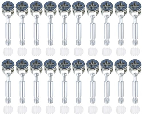 20 Pcs 3-in-1 Furniture Connection Kit, Connectors Fasteners, Zinc Alloy Furniture Cam Lock Fitting for Furniture, Bolts Assortment Kit for Cabinets Chairs Drawer