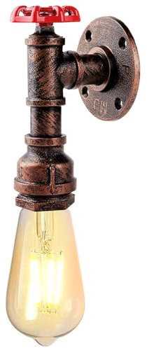 KAWELL Kreative Wasserrohr Retro Kerze Wandleuchte Industrielle Vintage Wandlampe Schmiedeeisen E27 60W Max für Schlafzimmer Küche Restaurant Cafe Bar Flur