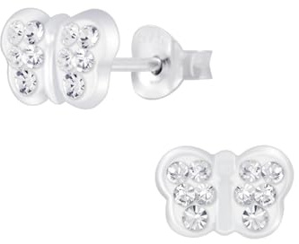 Monkimau Mädchen Ohrringe Schmetterling | Ohrstecker aus 925 Sterling Silber | Kinderohrringe hypoallergen