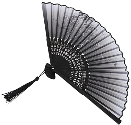 KAILIKETIY Kreative Vintage Handfächer mit Zarten Quasten Faltbarer Chinesischer Ventilator für Sommerfest und Tanz und Gewebe Stilvoll und Leicht zu Verstauen