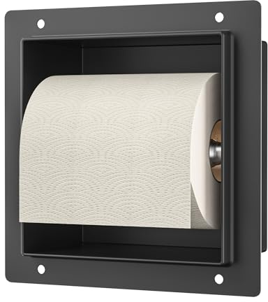 Bernkot Unterputz Toilettenpapierhalter für den Badezimmerausbau, Schwarz | Unterputz-Modul aus 304 Edelstahl für das Badezimmer Halterung, 14.5×14.5×8.7cm, Klopapierhalter für die Renovierung