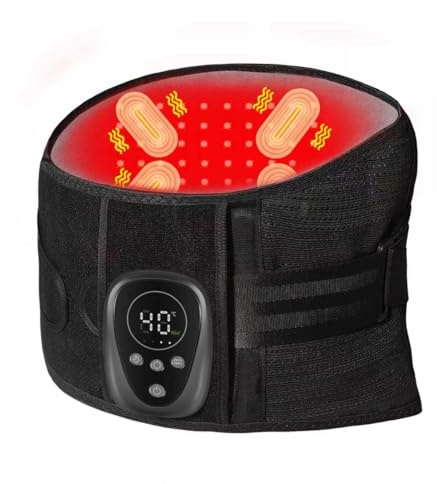 HONGJING Rotlichttherapie Rückenmassagegürtel zur Linderung von Schmerzen | Rückenstützgürtel mit Wärme und Massage bei Bandscheibenvorfall, Skoliose, Ischias (M)