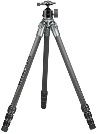 Sunydog Lightweight Portable Carbon Fiber Camera Tripod, max. 122 cm. Height for Photography with 360° Rotating Ball Head and Phone Holder, Outdoor Photo Shoot