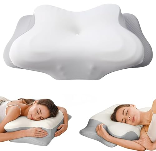 Seladi airflow pro kissen-Nacken therapiekissen schlafapnoe orthopädisches -Kissen schnarchen apnoe-Unterstützung des Nackens- Abnehmbarer und waschbarer - Schlafprobleme wirksam verbessern (Weiß×2)