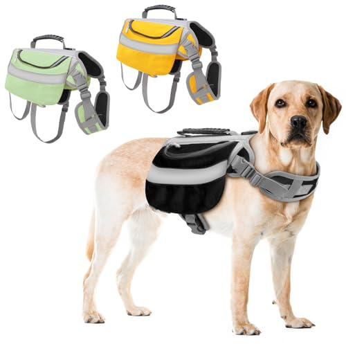 Hunderucksack Geschirr, Reflektierend Hundegeschirr Mit 2 Tasche, Camping Wandern Reißfest Hundewanderweste Für Kleine Mittlere Große Hunde