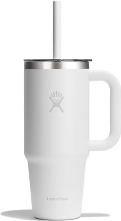 Hydro Flask - Travel Tumbler 710 ml (24 oz) | Transparenter Press-In Strohhalmdeckel – Edelstahl – Doppelte Vakuumisolierung – Spritzfest – White