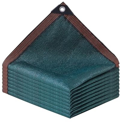 Telo Ombreggiante Esterno con Occhielli, 90% Anti UV, Tessuto HDPE 10 Aghi, Telo Ombreggiante Verde per Giardino, Pergola, Balcone, Serra(Dark green,5x5m)