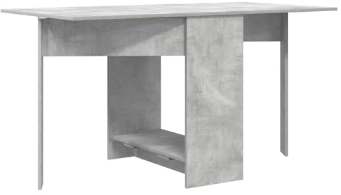 Yisssmeng Esstisch Betongrau 138x70x73,5 cm - Moderner Küchentisch aus Holzwerkstoff, Ausziehbarer Klapptisch mit Regal für Wohnzimmer und Küche, Platzsparender Speisetisch